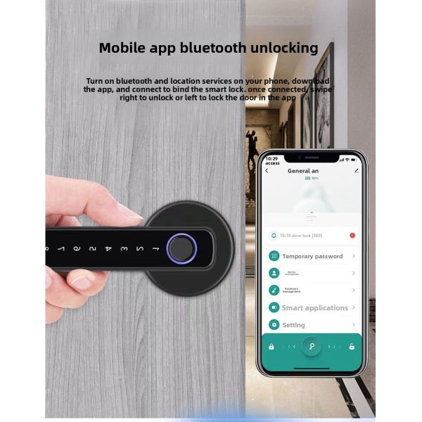 Anti Peeping Smart Home Security Package Fingerprint Door Lock For Bedroom Office