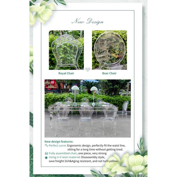 New transparent resin round back bear chiavari chair for wedding banquet hotel outdoor