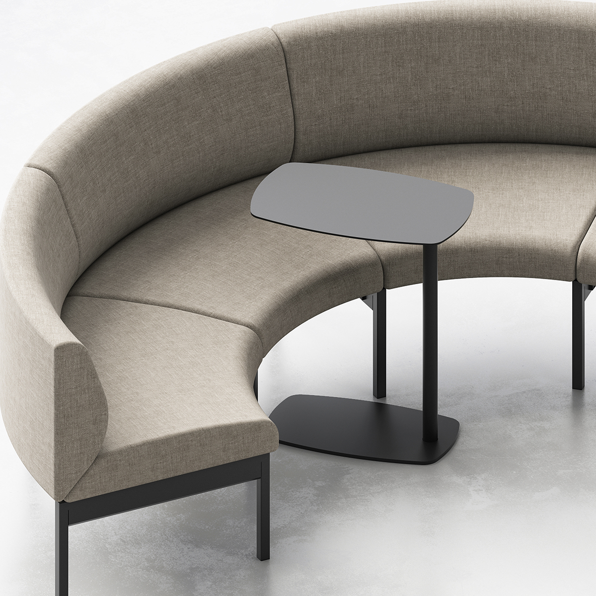 25mm Thick Tabletop Sofa Side Table with 38mm Steel Column and C-shape Design for Office Use