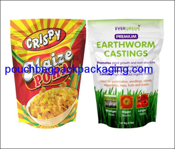 Aluminium foil stand up pouch, stand up bag zip on top, doypack with zipper