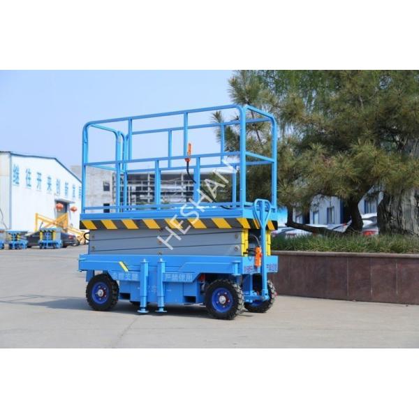 10M Single Person Mobile Scissor Lift Electric Hydraulic 500kg Load Capacity