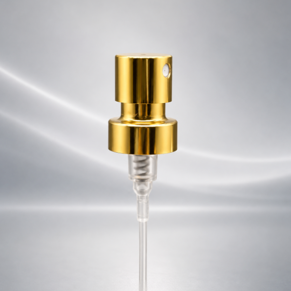 Luxury Aluminum Perfume Spray Pump with 21mm Gold Decorative Cap for Premium Fragrance Packaging