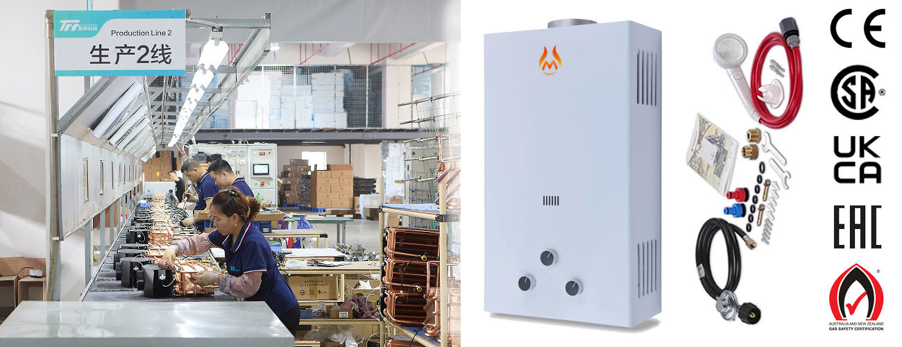 Residential 12 Liter Instant Flue Gas Water Heater Energy Saving Compact Unit