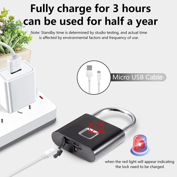 Портативный умный USB Padlock отпечатка пальцев поручая Keyless быстрое открывает анти- похищение