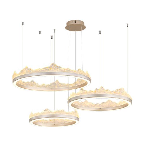 Gold Modern Crystal Hanging Chandelier , Large Round Crystal Pendant Light