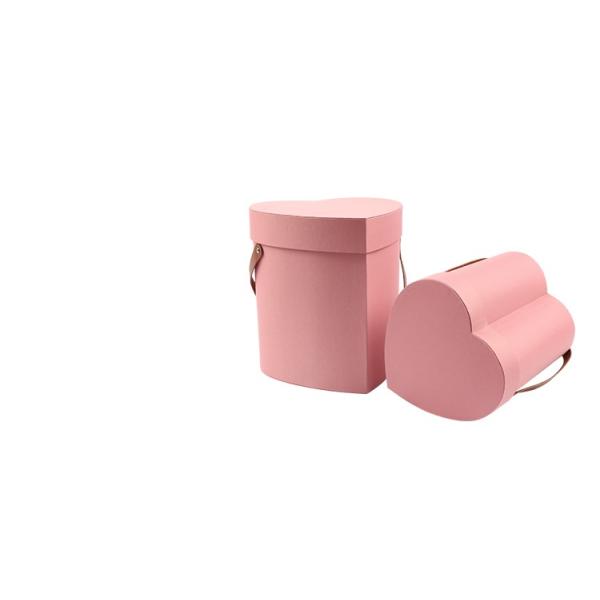 Luxury Pink Black Cardboard Paper Rose Packaging Heart Shape Tube Gift Box with Lid
