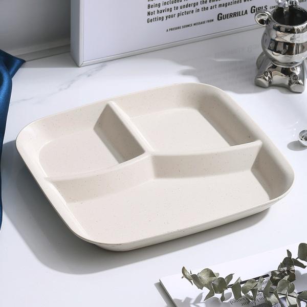Reutilizável 3 compartimentos Prato de jantar BPA-Free Microondas Lavadora de louça Fios de trigo seguro PP