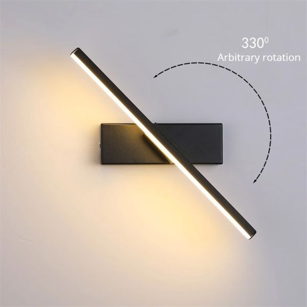 330° Rotatable LED Wall Light Minimalist black Bathroom Strip mirror front light(WH-MR-81)