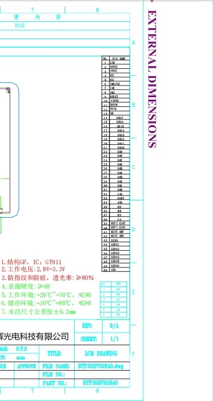 TFT LCD дисплей Промышленный цифровой HD экран 3,5 дюйма 320x480