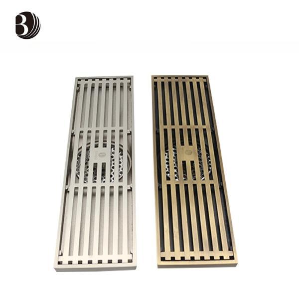 Rectangular Long Brass Floor Drain Insert for Bathroom Shower for Hotel Use