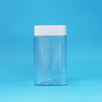 Square Airless Transparent PET Plastic Storage Snack Candy Jar White Screw Flat Cap
