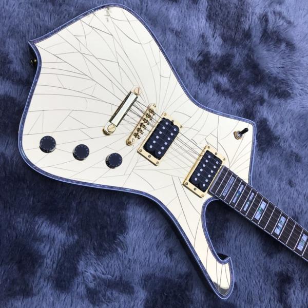 Grand Custom Gold Crack Mirror Paul PS10LTD Guitar Ice Man White Binding Electric Guitar