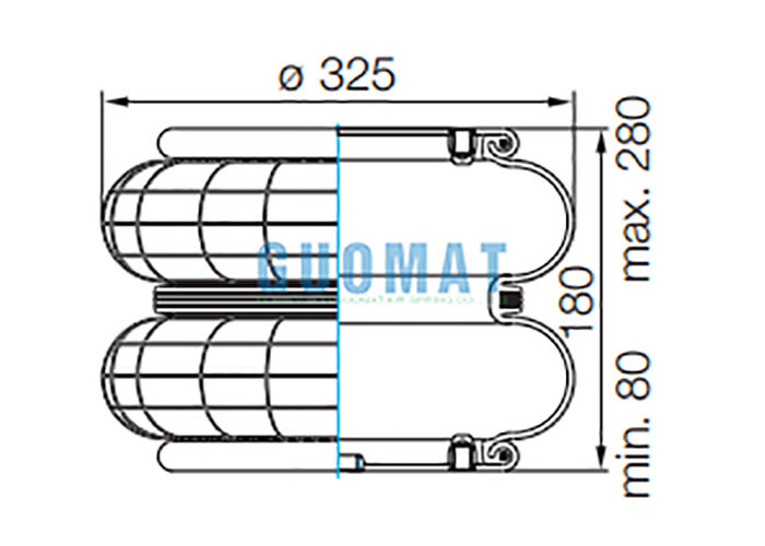 SP 2 B 22 R Double Convoluted Air Spring G 3/4 Air Inlet Big Travel Phoenix Rubber Bellows