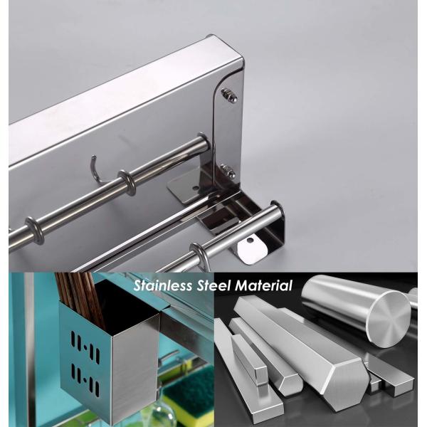 Stainless Steel Kitchen Utensil Rack , Over The Stove Spice Rack Multipurpose