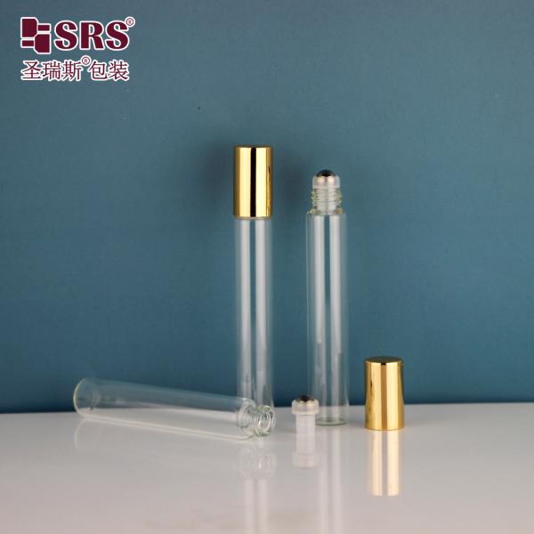15mm Diameter clear glass essential oil glass roller ball bottle with gold cap