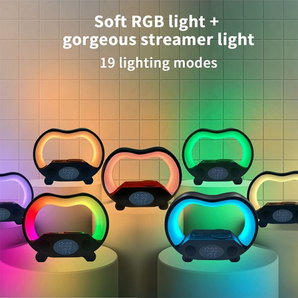 Wireless Charger LED Alarm Clock 5W - 10W Integrated Speaker RGB Night Light