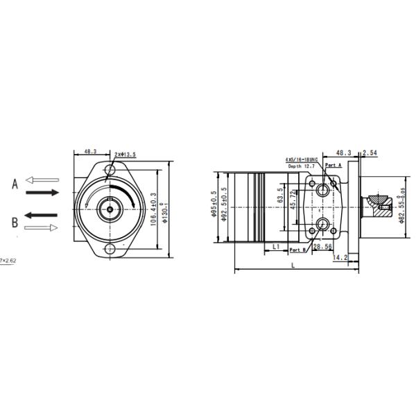 Порт BME2-300-HM-K-R-01 трубы фланца болта мотора 2 цилиндрического вала 25.4mm Gerotor гидравлический