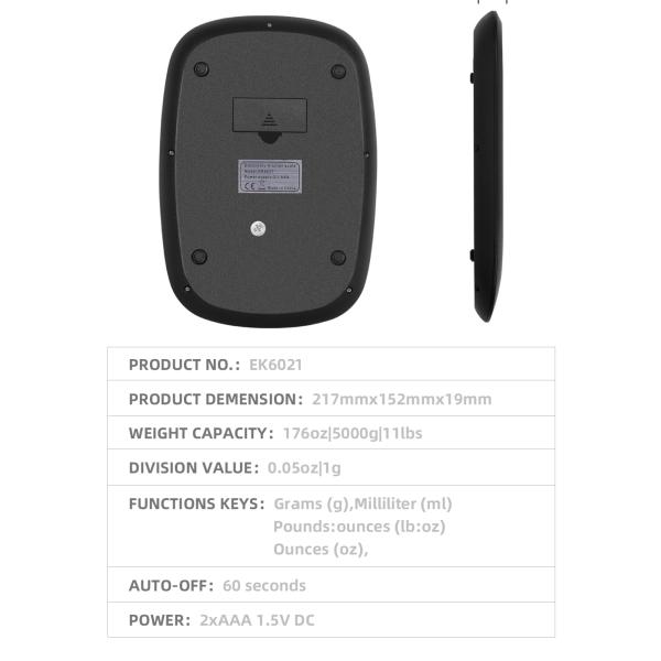 Báscula de cocina electrónica de acero inoxidable con patrón sólido, tipo 5 kg 11 lb, herramienta de medición de peso con tecnología patentada