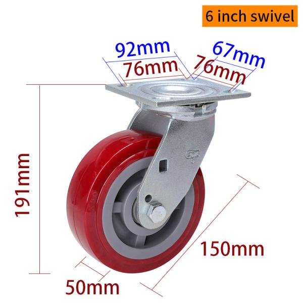 Zinc Coating Heavy Duty Casters 6 Swivel Caster With Brake 736-86