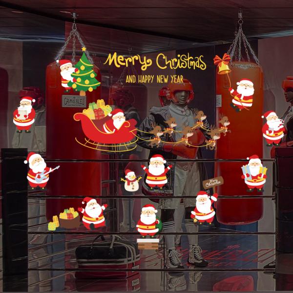 Non Toxic Christmas Wall Art Stickers PMS/CMYK Color Decorative For Window