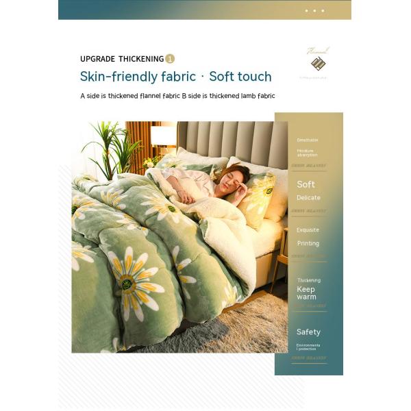 Customized Size Bedding Set Thickened Warm Lamb Fleece Quilt with 100% Polyester Fabric
