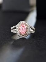 0.89ct Laboratório Criado Sintético Fancy Pink CVD Diamante IGI Certificado 18K White Gold Set Diamante Anel