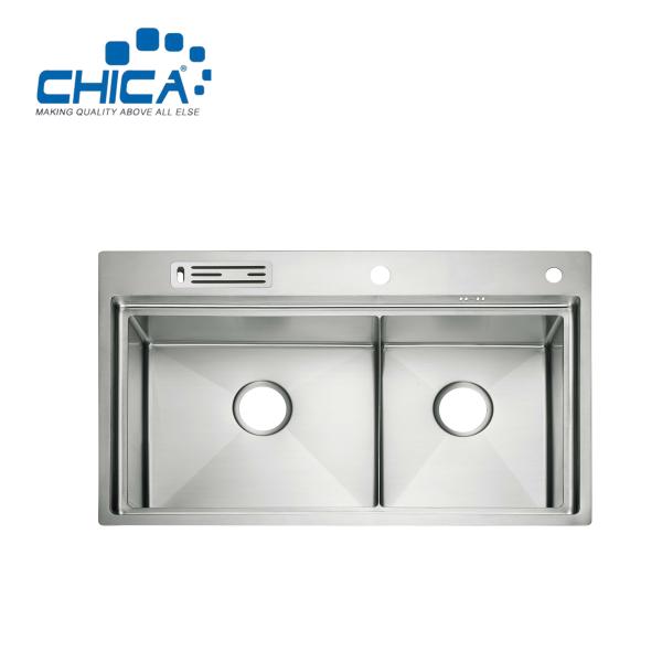 Handmade House Kitchen Sinks Double Bowl SUS304 Stainless Steel Kitchen Sinks For House