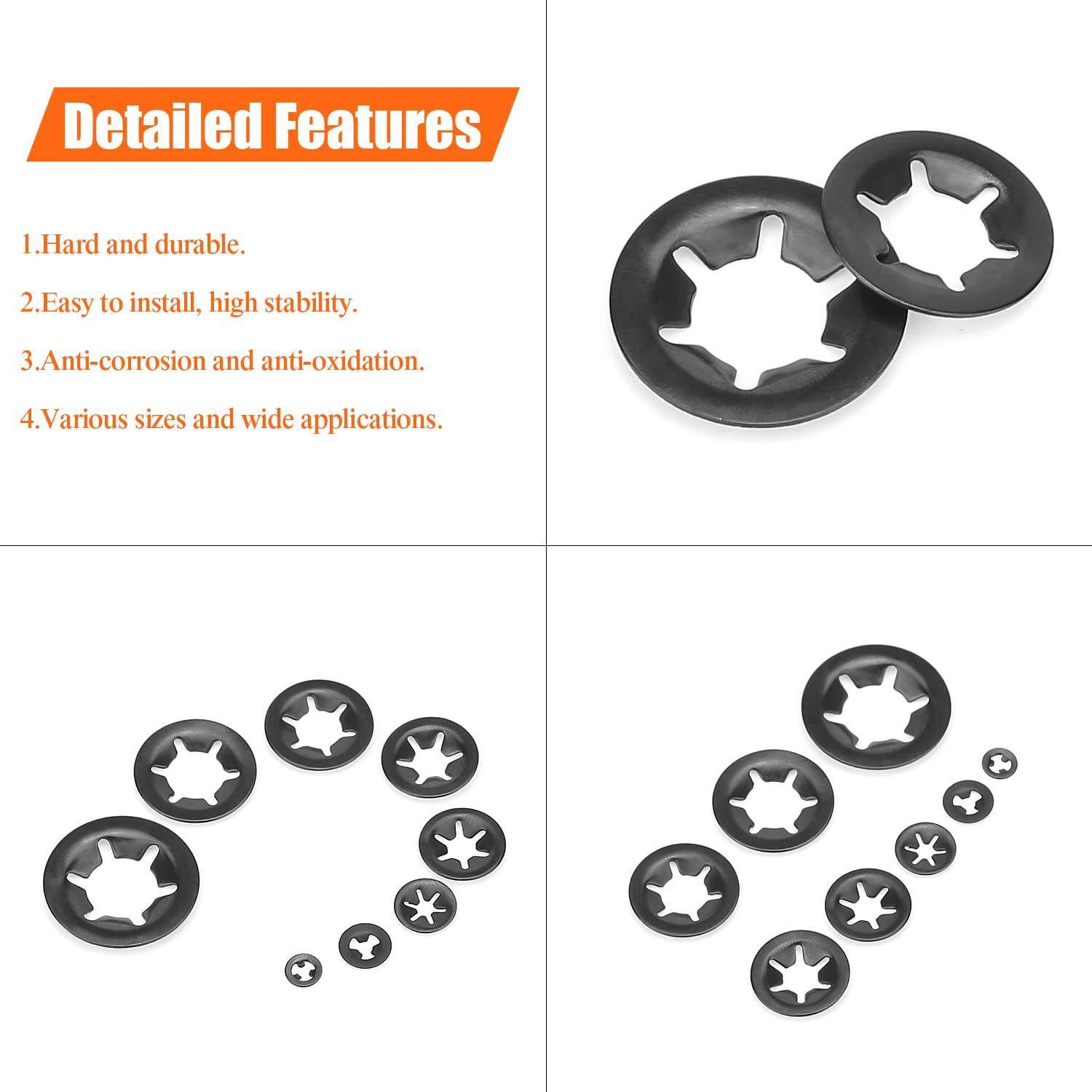 Spring Steel Starlock Washer | Push-On Shaft Retaining Washer with Internal Teeth