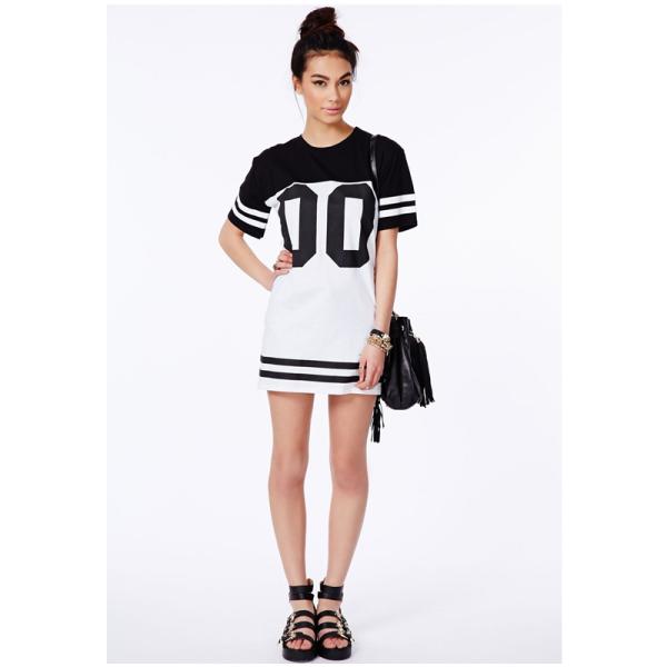 Robe lâche de base-ball de T-shirt d'aplet de femmes de mode longue avec imprimé