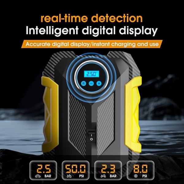 Compact Car Tire Inflator Digital Smart Portable Air Compressor For Car Tires