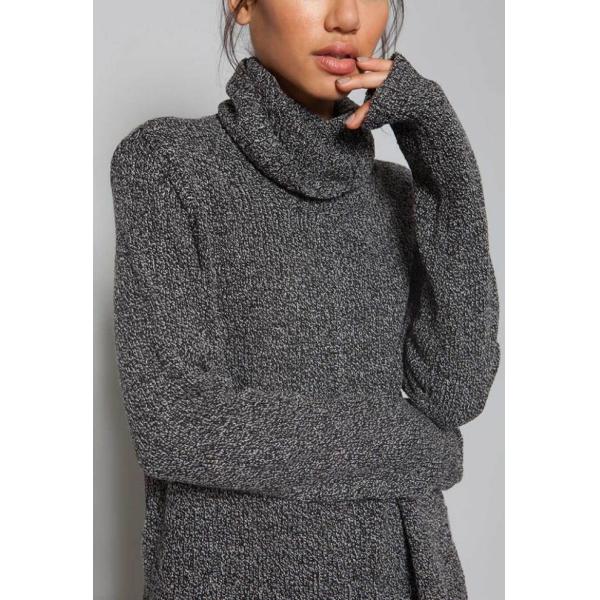 Marl Tunic Long Sleeve Pullover Sweater , Neck Knitted Dressy Pullover Sweaters