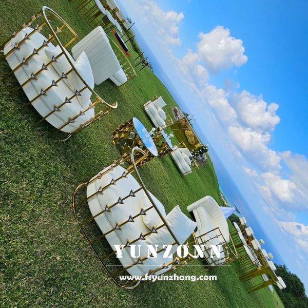 Luxury Gold Frame Hotel Chairs for Weddings Latest Designer Sofa with Leather Material for Home Furniture Living Room Apartment