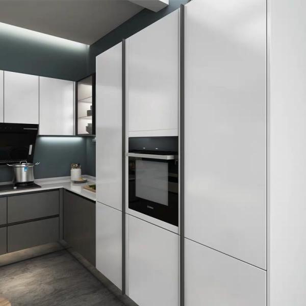 Современные настенные массивные деревянные кухонные дизайнерские шкафы набор мебели с PVC отделкой