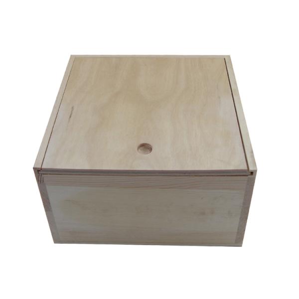 Large Light Weight Unfinished Wood Box with Slide Lid Natural Color Wood Type Plywood