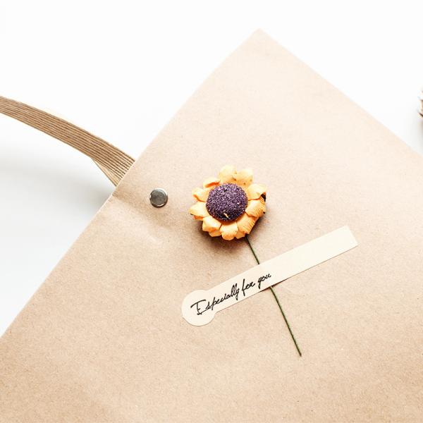 Vintage Kraft Gift Bag Set Retro Brown Paper Tote With Sunflower Decor Eco Friendly Party Favors Packaging