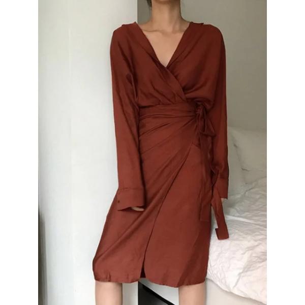 Осень рукава 2018 женщин платья падения дам Линен свободных длинная