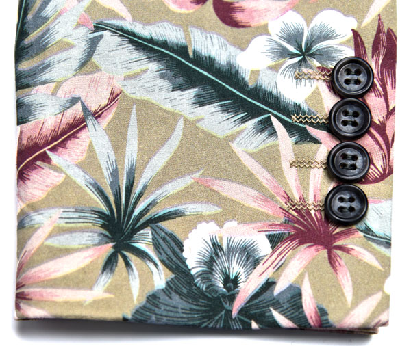 Men'S Printed Suits Single Breasted All Cotton Banquet Beige Long Sleeve