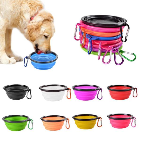 Pet Bowls Collapsible TPE Foldable Silicone Dog Food Feeding Bowl Travel Rounded Item Type