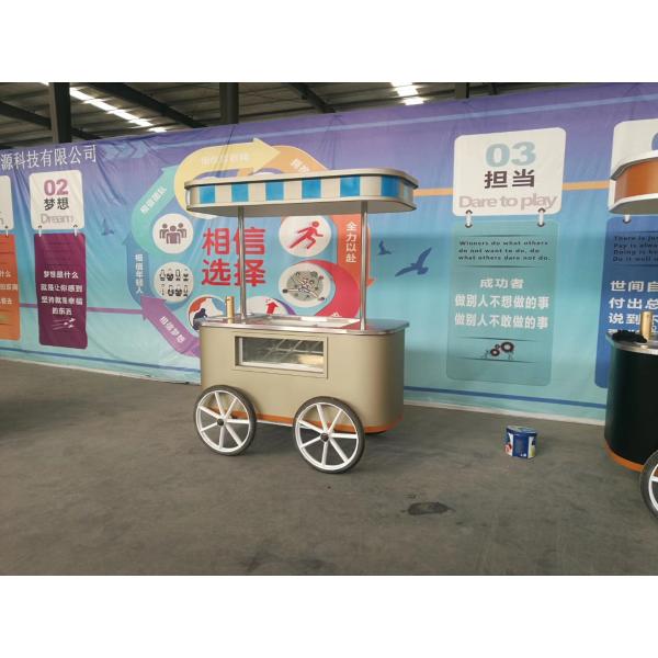 CE Approved Mobile Hand Push Hard Ice Cream Cart Popsicle Cart With Showcase