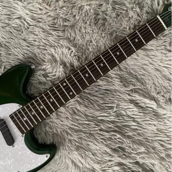 Custom Fender Mustang Style Electric Guitar Metallic Green S-S Pickups Chrome Hardware