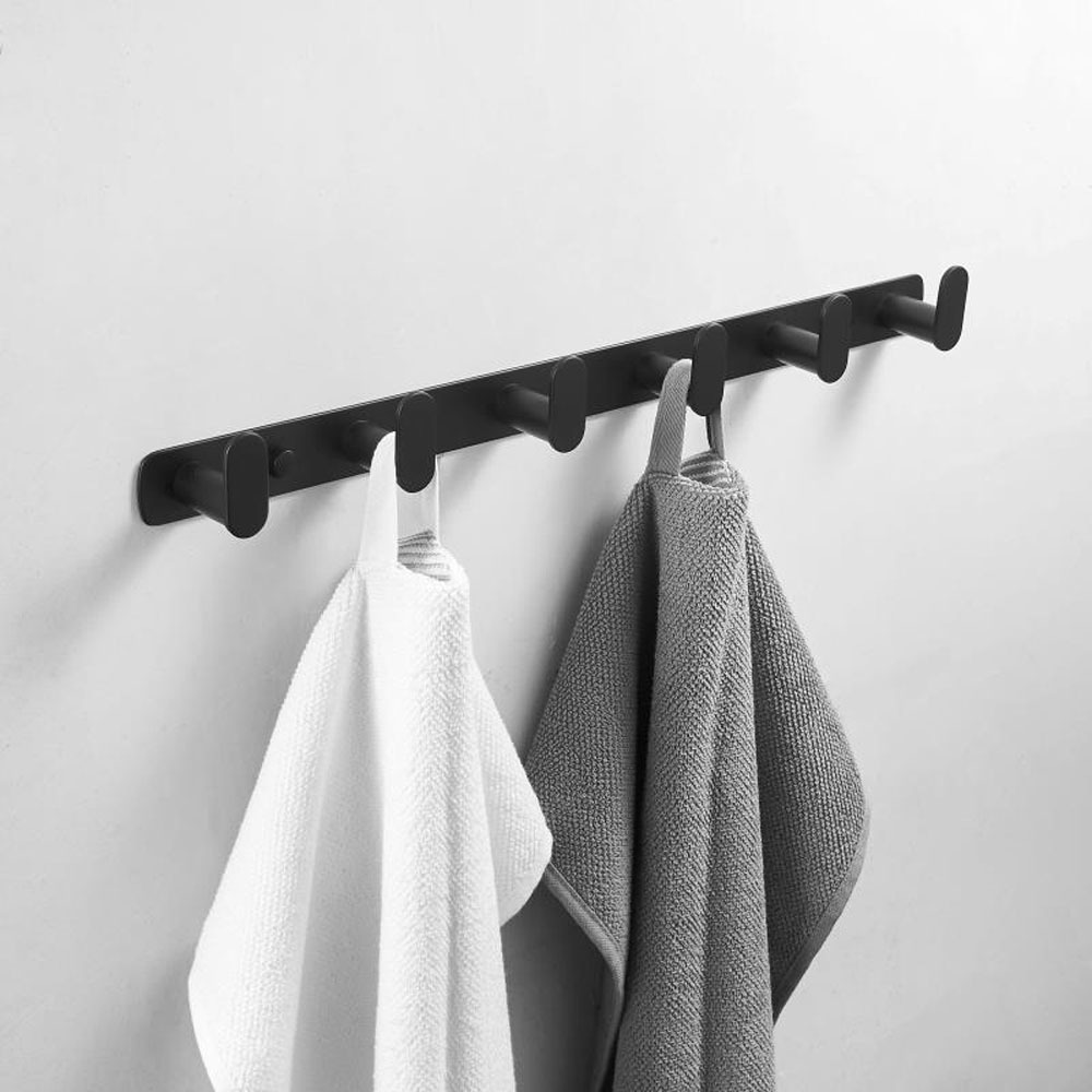 Black Robe Hook Wall Mounted Towel Coat Rack Creative Clothes Key Holder Hanger for Bathroom Kitchen 3 4 5 6 Hooks BY SIZE (HQ106)