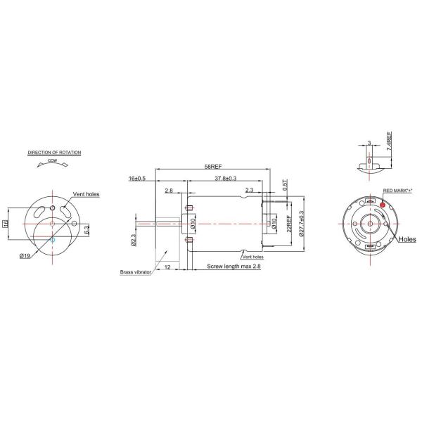 27mm Diameter RS380 DC Motor , 12 Volt High Speed DC Motor For Massager