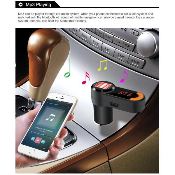 Wireless Bluetooth FM Transmitter With Dual USB Ports Car Charger