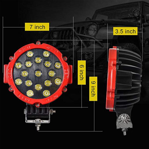 51W 12V 24V Offroad 17pcs LED Driving Lamps SUV Forklift