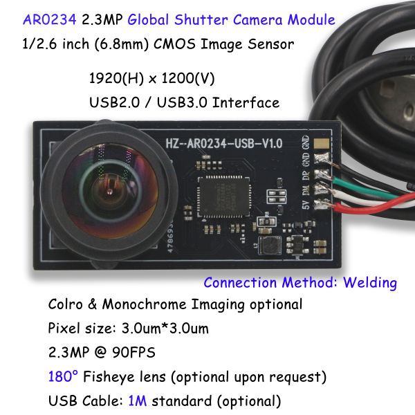 Full HD AR0234 2.3MP Global Shutter Color Mono Fixed Focus USB Camera Module 1080P
