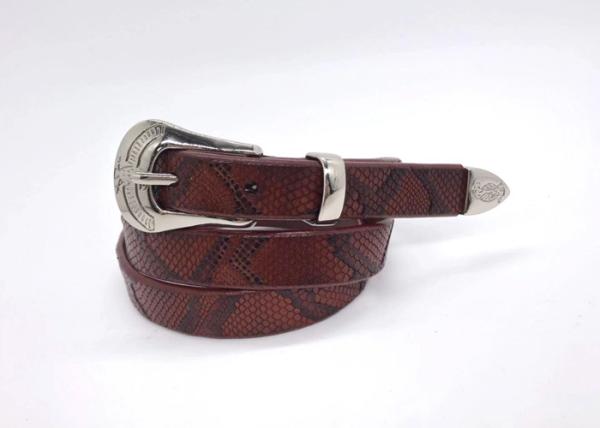 Skinny Snakeskin Embossed  3/4 Women's Fashion Leather Belts