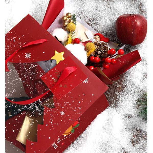 Printed CCNB Christmas Paper Bags For Xmas Eve Gift Takeaway