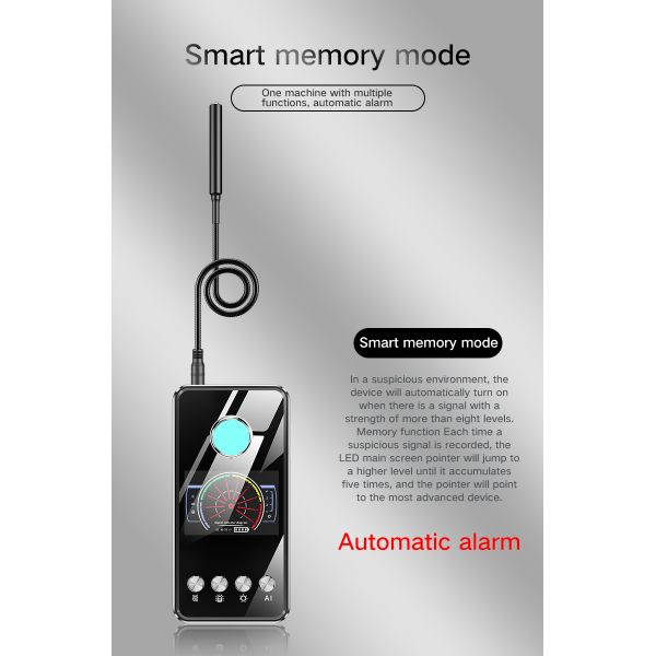 1MHZ - 8000MHz Anti Tracking Blocker T2 RF Signal Detector 1200mah Power Supply For Safe Signal Scanning