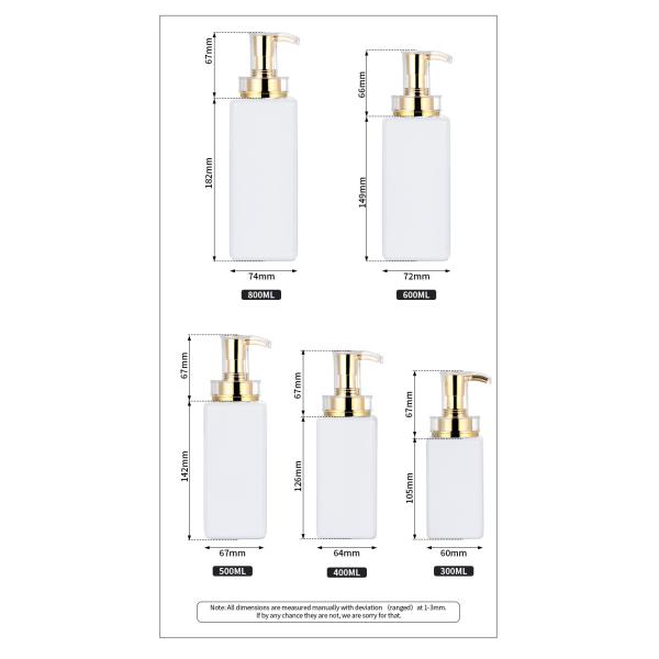 800ml Plastic Lotion Pump Bottle Square Shampoo Hair And Conditioner