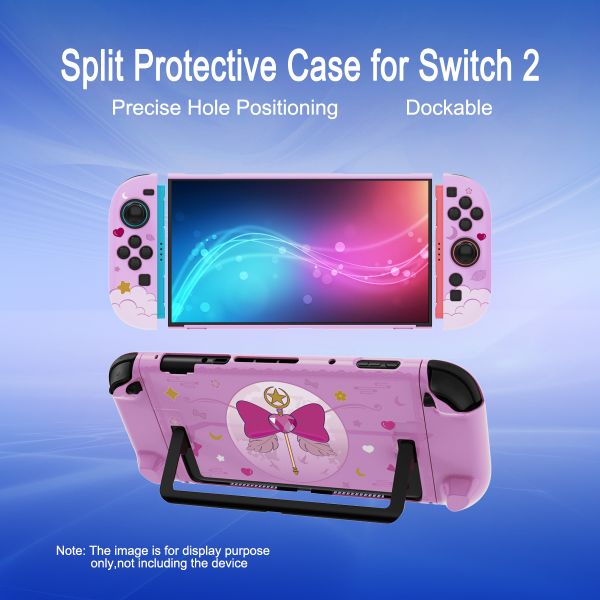 Split Design Cartoon Girly Protective Case for Nintendo Switch 2 & PC - Detachable Shell with Decorative Pattern